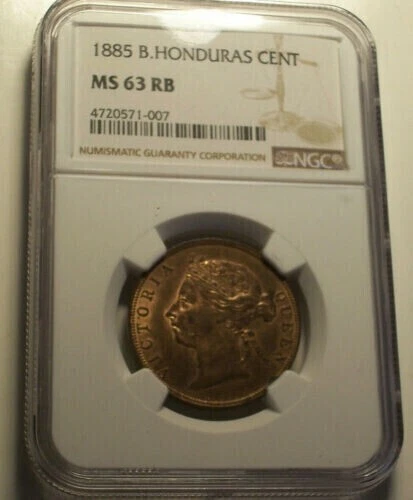 British Honduras, 1885 Victoria Cent. NGC MS 63 RB. 72,000 Mintage.