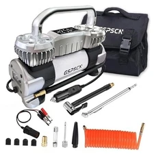  6X Faster Inflation Digital Dual Cylinder Portable Air Compressor,12V Silver