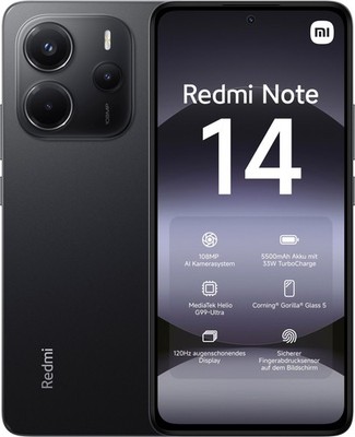 XIAOMI Smartphone Redmi Note 14 6,67Zoll AMOLED 128GB Dual-SIM schwarz B-WARE