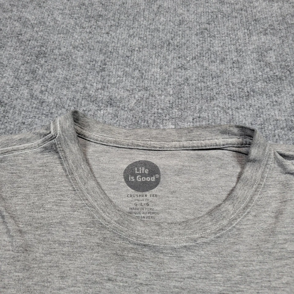 Camisa Life Is Good Mujer Grande Gris Manga Larga Trituradora Camiseta Calce Clásico Gráfico Foto 4 de 4