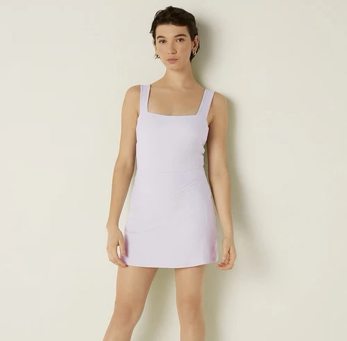 UNDERCOVER VS ROSA Vestito pantaloncino aderente attivo scollo quadrato a costine taglia XL