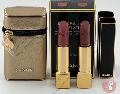 CHANEL Rouge Allure Velvet Lipstick Set 478, 479, Gold Case