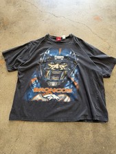 90's NFL Denver Broncos Men's Black Graphic Football T-Shirt Officially Licensed