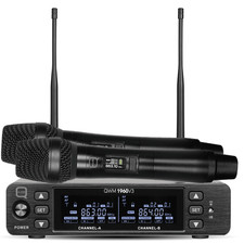 Q-Audio QWM1960 V3 Vocal DJ Handheld Twin Handheld Licence Free Radio Mic System