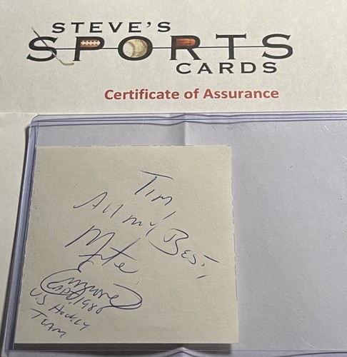 Mike Eruzione Signed Cut Signature USA Olympic Ice Hockey Gold Lake Placid - COA