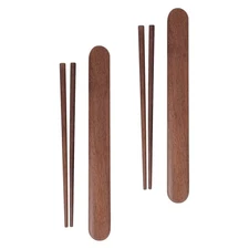2 Sets Solid Wood Tableware Reusable Travel Utensils with Chopsticks