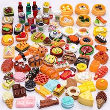 80 Pieces Mini Food Drinks Bottle Toys Pretend Food for Dollhouse Kitchen Acc...