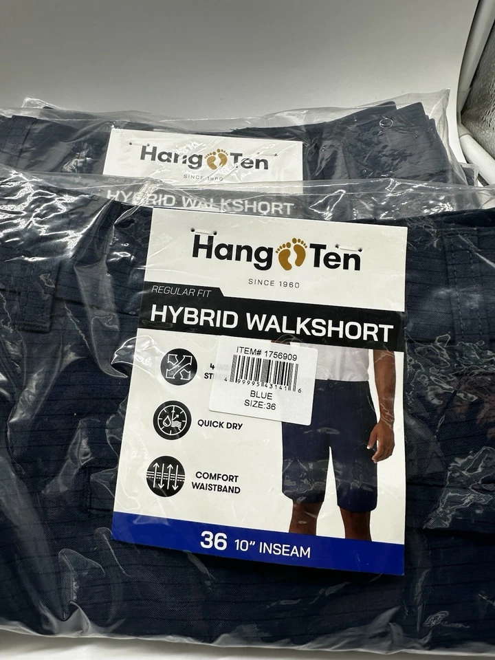Pantalón corto híbrido Hang Ten para hombre entrepierna de 10" talla 36 azul o tostado TÚ ELIGES NUEVO CON ETIQUETAS Foto 2 de 4