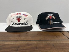 Vintage  1997 And 1998 Chicago Bulls NBA Championship  Hats, One With Tag