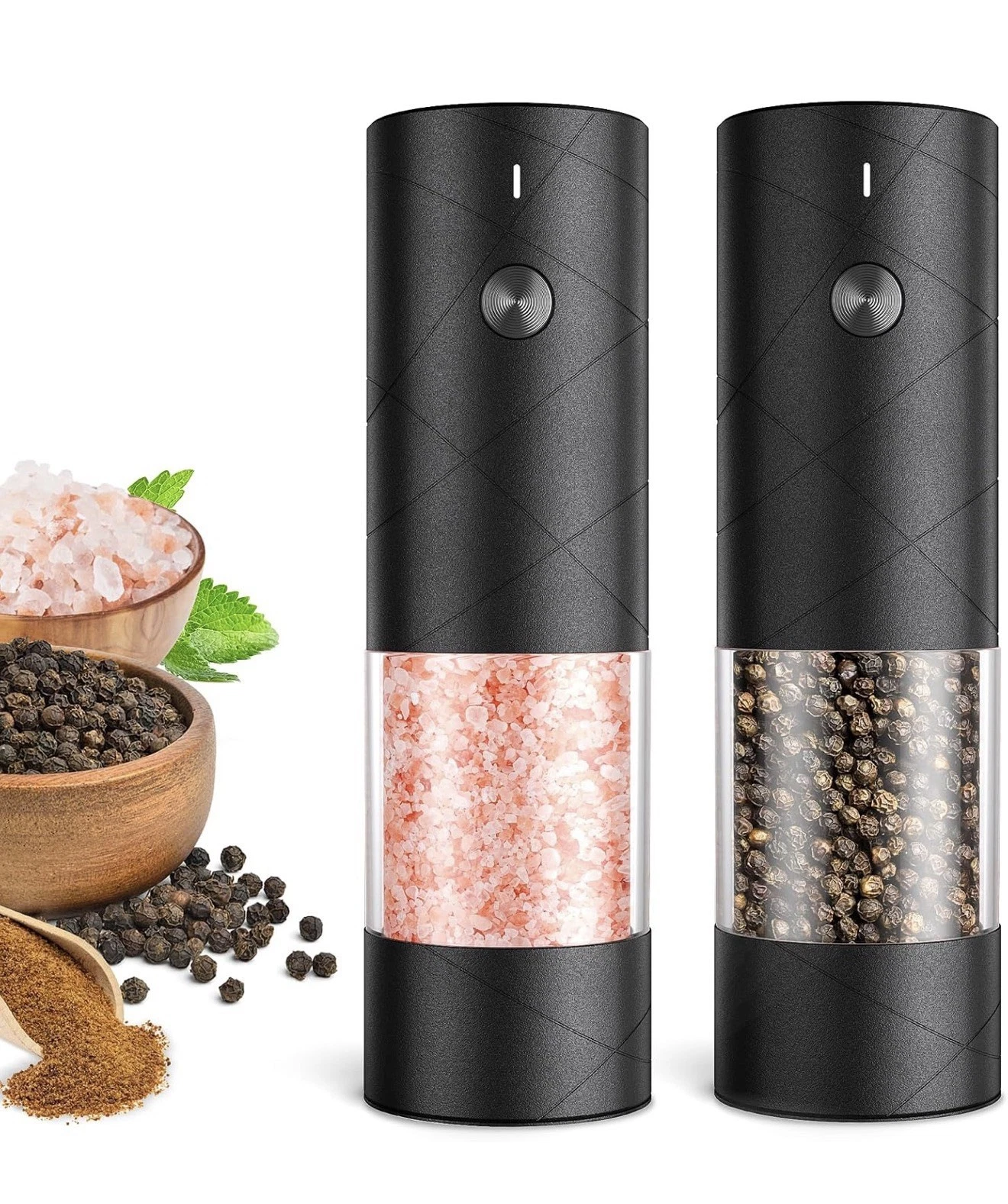 Electric Salt and Pepper Grinder Set, Rechargeable Automatic Pepper Mill Grinder