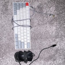 Compact Mechanical Wired USB Keyboard QWERTY English White/Grey/Red Keycaps