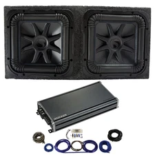 Kicker L7S12 Solo-Baric Subwoofers Sealed 1 Ohm Box with 46CXA18001 Amp & Kit