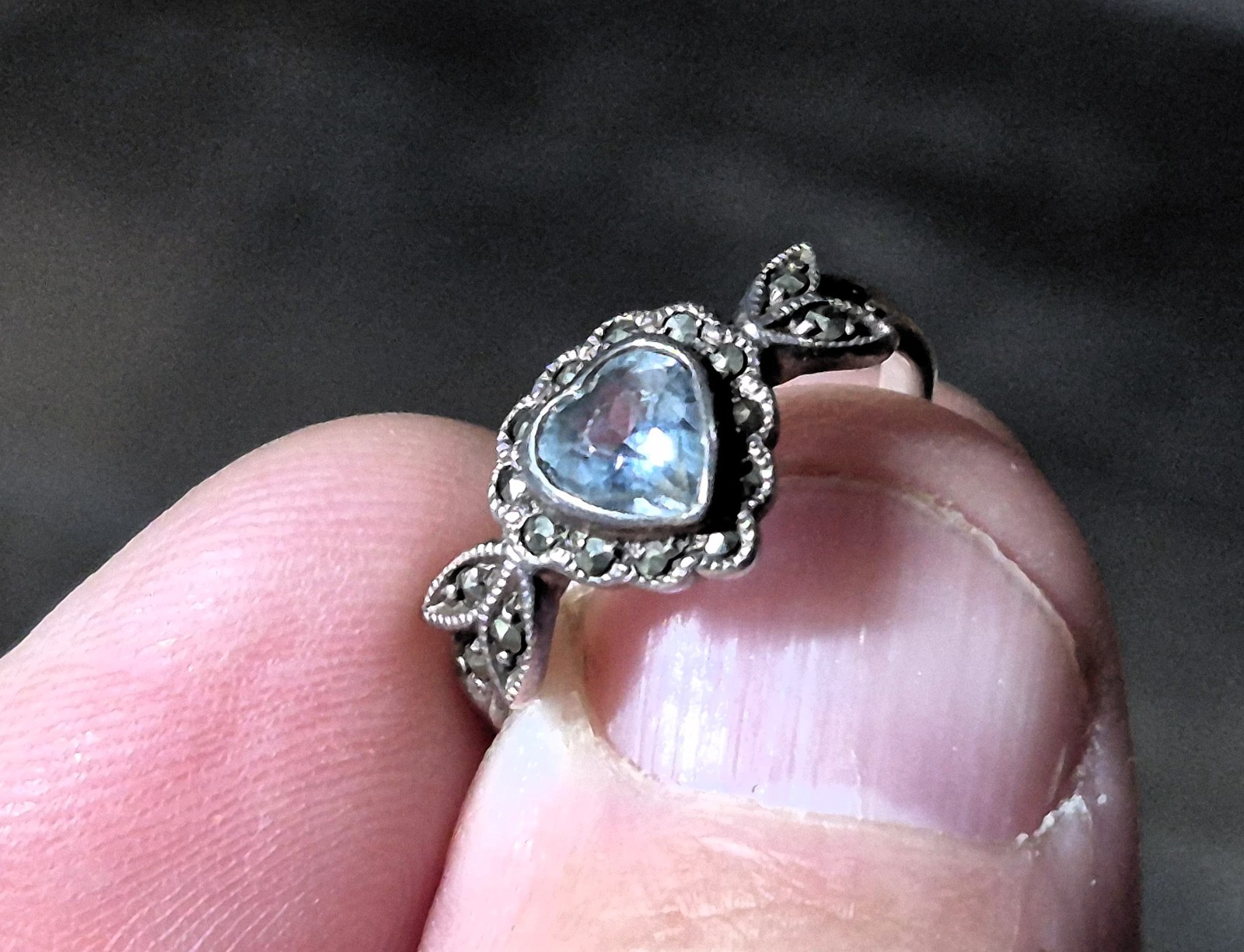 EXQUISITE Vintage Antique Solid SILVER Aquamarine… - image 6