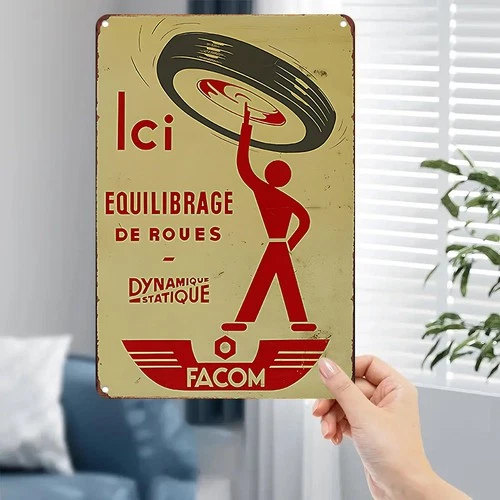 Facom Vintage Wheel Balancing Tool Tin Metal Signs Home Décor 8x12