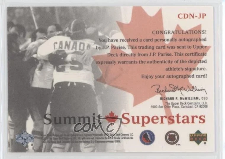 2004-05 Upper Deck Legendary Signatures Summit Superstars JP Parise #CDN-JP Auto - Image 2 of 2