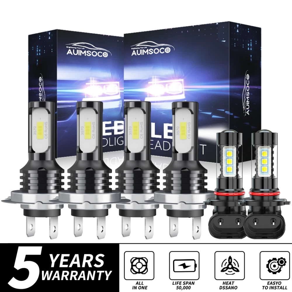 For VW Tiguan 2009-2011 6500K White LED Headlight High Low Beam Fog Light Bulbs