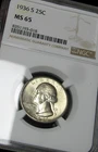 1936-S Washington Quarter Silver ---- MS-65 NGC Graded Coin ---- #492C
