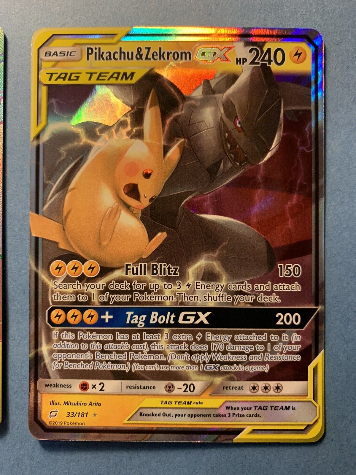 Unofficial Artist Made Pikachu & Zekrom-gx 184/181 Rainbow 