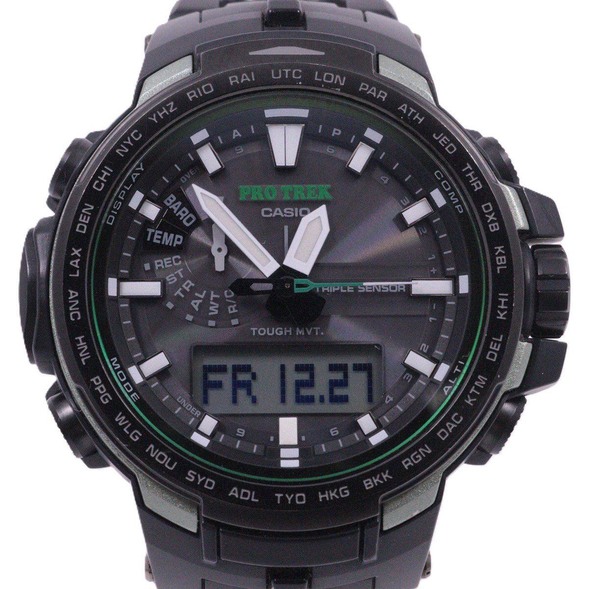 CASIO Pro Trek Solar Triple Sensor Ver.3 Black Green Men