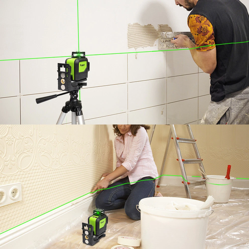 HUEPAR Laser level 360 Green Beam for house construction +Tripod +Receiver kit