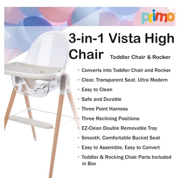 Primo High Chair Clear, Transparent Seat, Modern Style - Image 2 of 4
