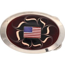 Eagle Veteran American Flag Western Patriotic Biker 1980s Vintage Belt Buckle