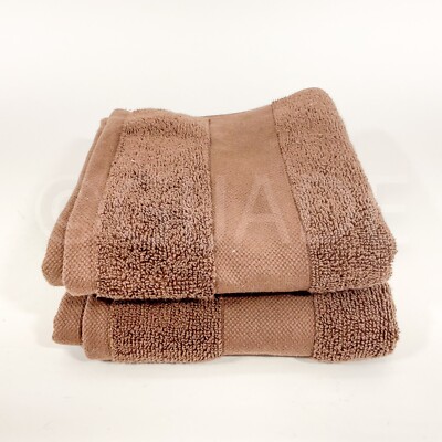 2 New Ralph Lauren 100% Cotton Westcott Brown Washcloths Wash Face Towels