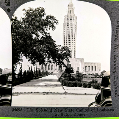 #ad c1910s Baton Rouge Louisiana State Capitol Art Deco Building Stereo Card NY V4 $6.64