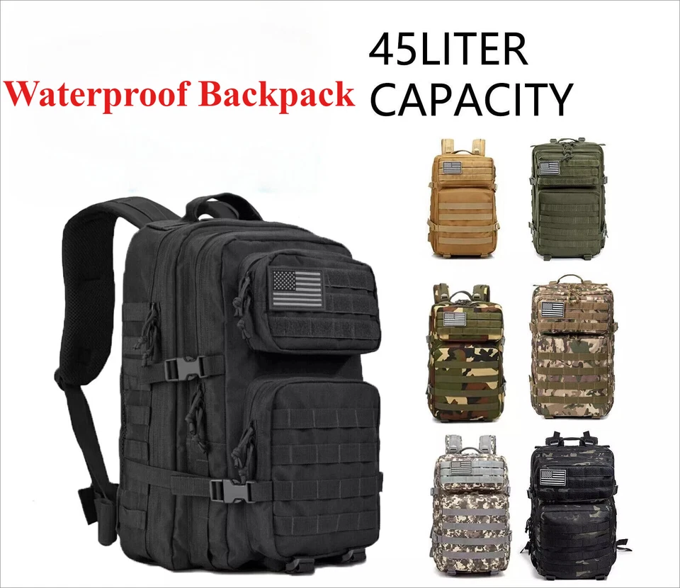 45L Military Tactical Backpack Large Army 3 Day Assault Pack Molle Bag Rucksack - Image 2 of 4