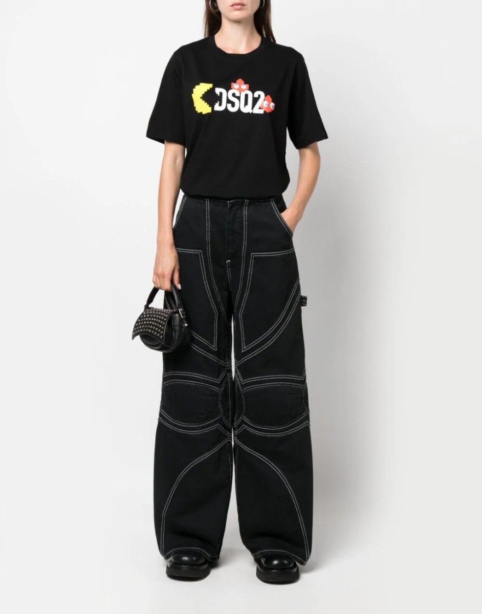 DSQUARED2 x PAC-MAN LOGO TEE DAMEN T-SHIRT MADE IN ITALY