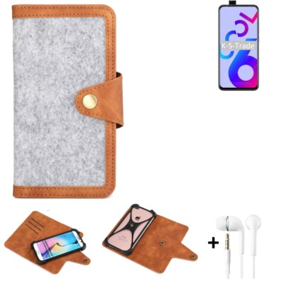 Filzhülle + Kopfhörer für Coolpad Cool 6 Schutzhülle hellgrau