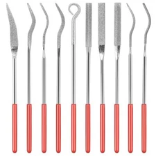 KALIONE 10Pcs Small File Set Diamond Needle File Set, Curved Files Tool, Mini 