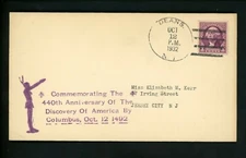 US Postal History States Related Columbus Discovery Indian 1932 Deans NJ DPO