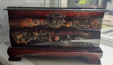 Vintage 1970s Lacquered Wood Jewellery Box With Draws Made In China See Pictures