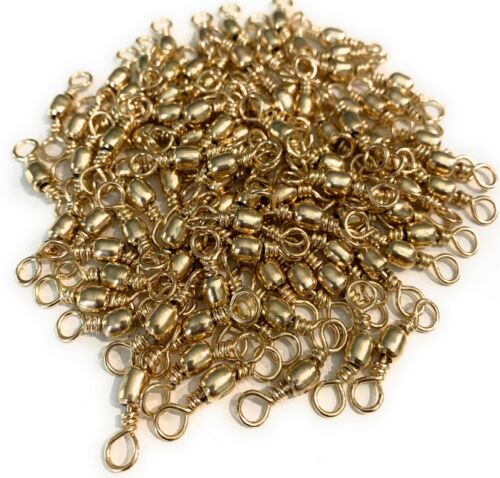 300 x Brass Barrel Fishing Swivels Fishing Tackle Bulk Buy Pick Your Size - Picture 1 of 5