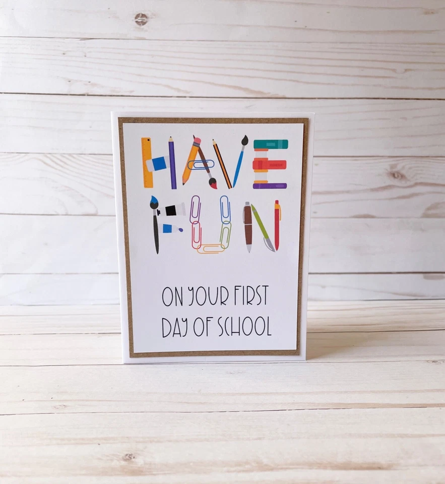 Good Luck At School Card-First Day of School Card-New Teacher Card-Handmade - Image 2 of 4