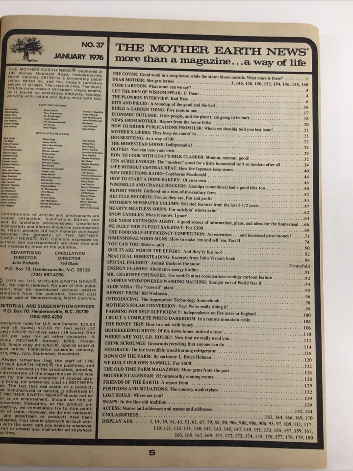 The Mother Earth News January 1976 Homesteading #37 Off Grid Geese Aloe Vera Foto 2 de 2