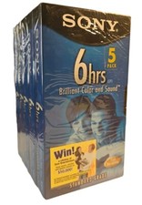 VHS VINTAGE Sony 6 Hrs T-120 VHS 5 Pack VCR Tapes Blank Sealed New In Box