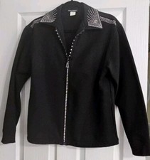 Get Lucky, Black & bling LS Light Dressy Jacket, Zip Up