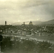 Italy Firenze Panorama from Viale dei Colli old Posssemiers Stereo Photo 1908