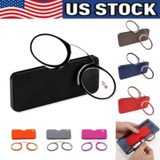 MINI Clip Nose Bridge Reading Glasses Portable Presbyopic Glasses With Case NEW