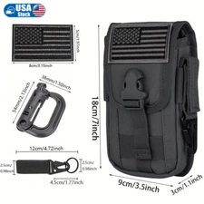 Tactical Molle Pouch Double Layer EDC Phone Waist Bag with D-Ring Clip