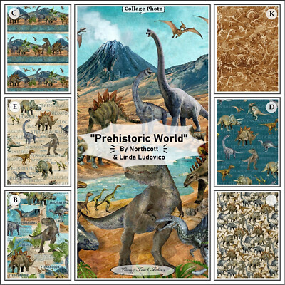 NORTHCOTT, '' PREHISTORIC WORLD '', LINDA LUDOVICO, DINOSAUR, FABRICS