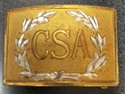 CSA Civil War Style Belt Buckle Brass Tone Laurel Wreath Confederate Replica