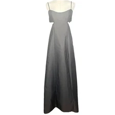 Alfred Sung Black Cutout Back Maxi Gown Formal Evening Dress Size 4