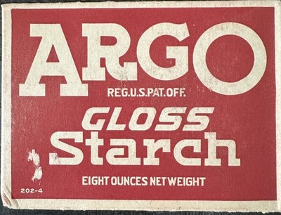 Vintage Argo Gloss Starch Box   8 oz. Corn Products Refining Co.   1930s/40s Era