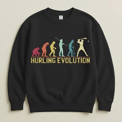 Hurling Evolution Sweatshirt Unisex Rundhals Retro Gälisch Sport Spieler Geschenk