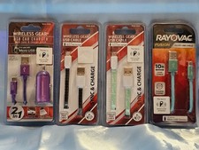 LOT OF 4 WIRELESS GEAR SYNC  CHARGE CABLE MICRO USB DEVICES 4"  10" - NEW - 4