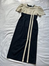 Dirndl Dress Linen Trachten Black and Beige Austrian Vintage EU 40