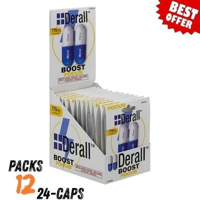 Derall Boost 775mg   Focus, Energy, Clarity   24 Caps Full Box   Free Ship